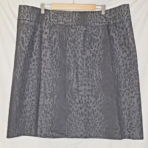 Sandro 22 W Denim Animal Print A-Line Skirt Black Gray Plus Stretch Casual Club